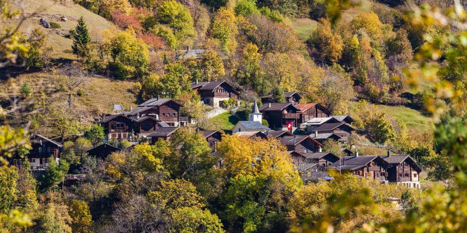 Homes in a mountain in Switzerland