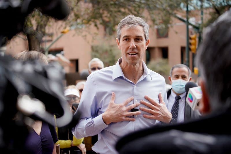 FILE PHOTO: Texas Democratic gubernatorial candidate Beto O'Rourke speaks to press before going to cast his vote in the primary election in El Paso