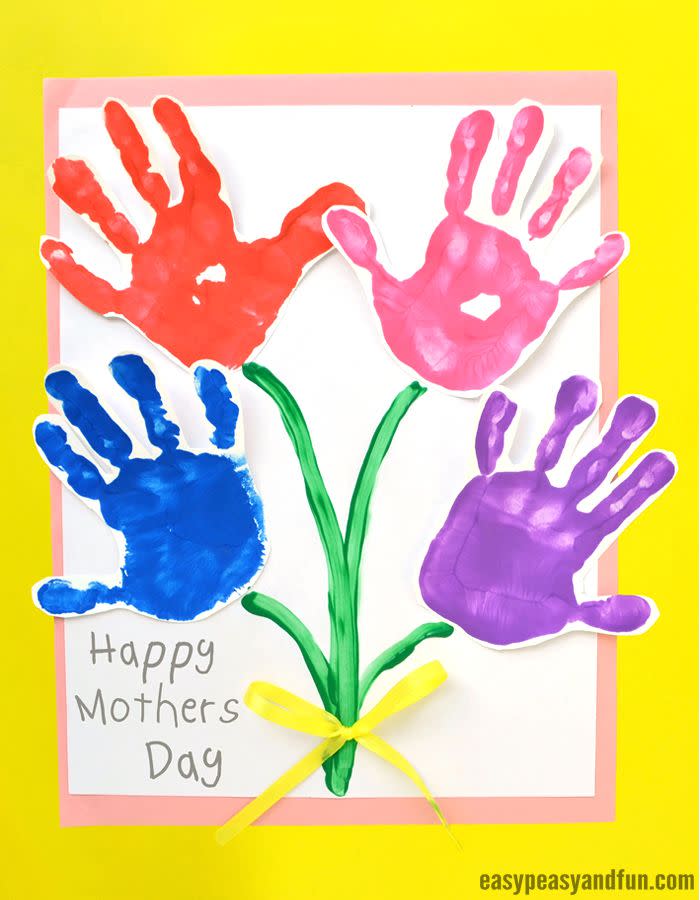 handprint bouquet diy mother's day card
