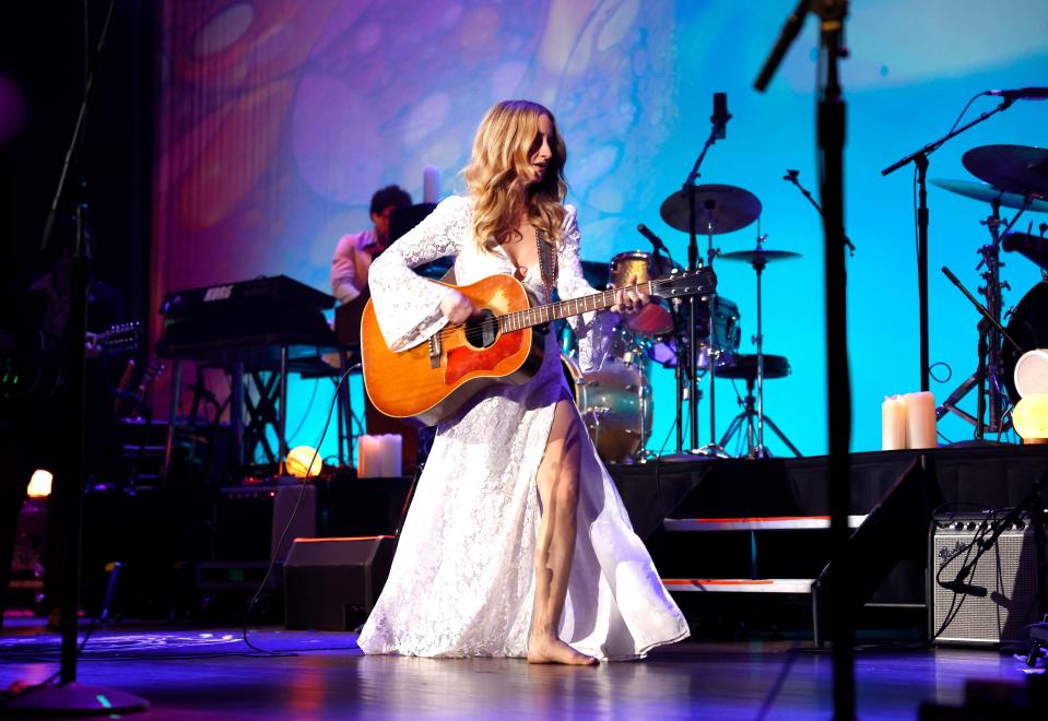 Margo Price performs at the Ryman Auditorium on March 09, 2023 in Nashville, Tennessee.