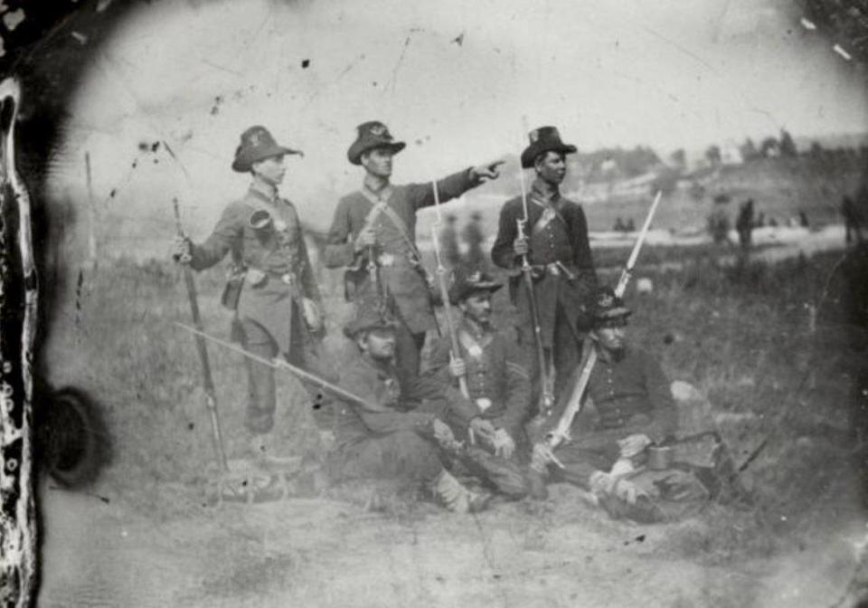Bela Clinton Ide was a blacksmith with the 24th Michigan Volunteer Infantry Regiment, part of the Iron Brigade that held a critical portion of the Union line at the first day of the three-day battle of Gettysburg. They wore distinctive black hats.