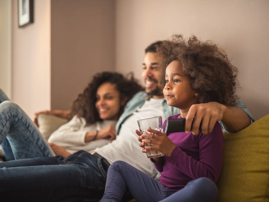 family watching tv