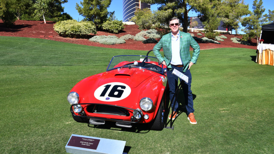 Aaron Shelby stands next to a 2022 Shelby Super Snake Sport at the 2022 Concours d'Elegance Wynn Las Vegas.