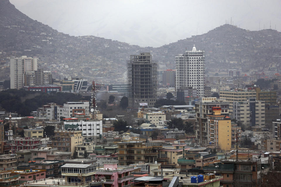 In this Wednesday, Mar. 27, 2019 photo, construction projects can be seen in Kabul, Afghanistan. The Special Inspector General for Afghan Reconstruction monitors billions of dollars in U.S. aid to the country. It issued a new report on Thursday identifying main high-risk areas for Afghanistan. They said concerns include widespread insecurity, underdeveloped civil policing capability, endemic corruption, sluggish economy, the Taliban-run narcotics trade, threats to women's rights and the reintegration of as many as 60,000 heavily armed Taliban fighters. (AP Photo/Rahmat Gul)