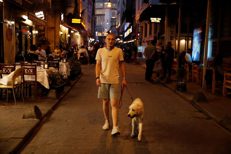 Adem Maarastawi poses after an interview with Reuters in Istanbul