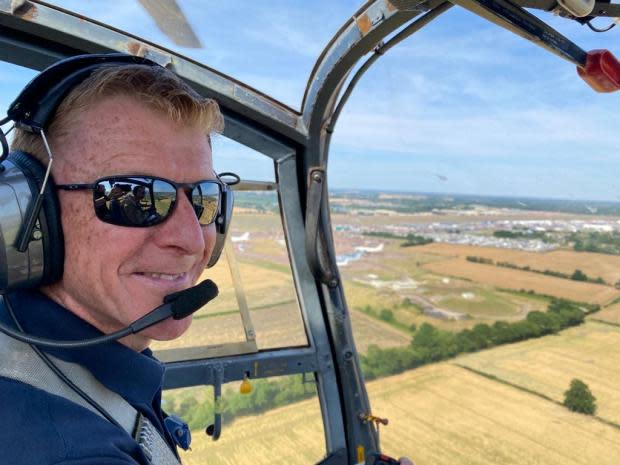 Swindon Advertiser: Tim Peake in a Gazelle helicopter. Image: Royal International Air Tattoo