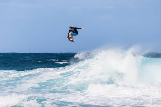 When the winds were less than ideal earlier in the month, Noa Deane was surfing 6 hours a day, lofting huge airs like this, one after the next.<p>Ryan "Chachi" Craig</p>
