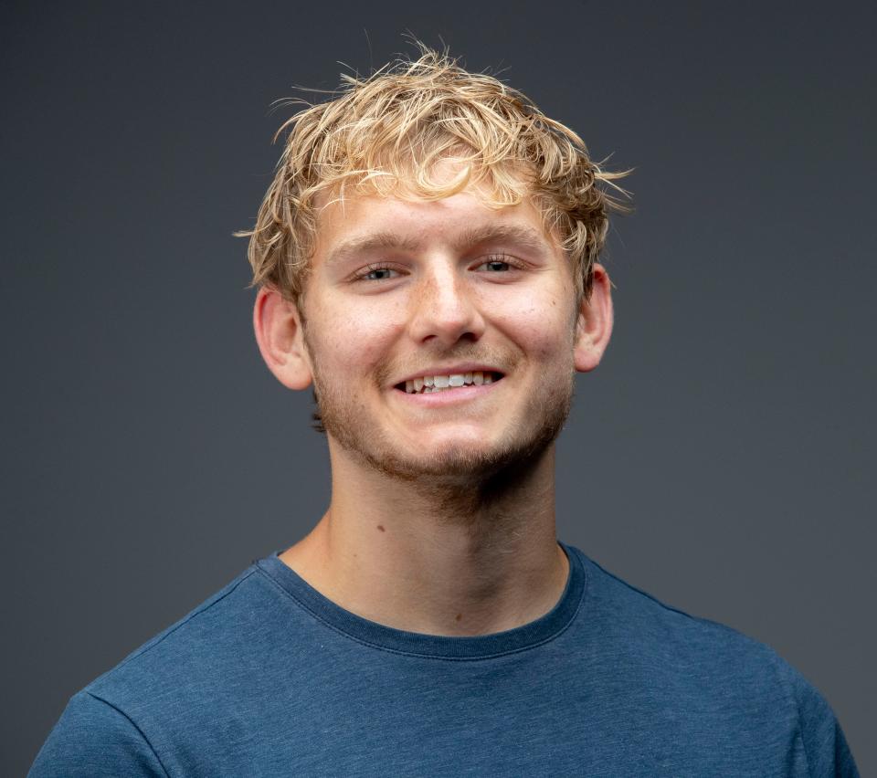 IndyStar dining and drinks reporter Bradley Hohulin on Tuesday, Aug. 29, 2023, at the IndyStar photo studio in downtown Indianapolis.