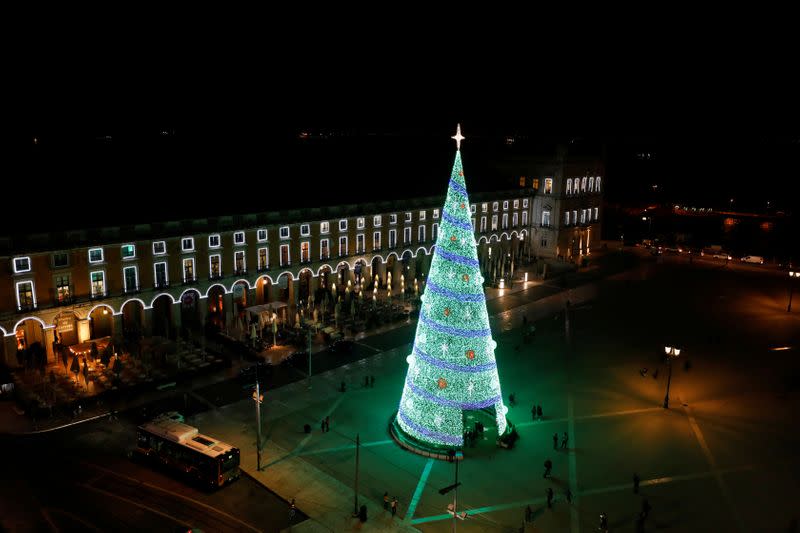 FILE PHOTO: A Christmas tree is seen at Comercio square in downtown Lisbon