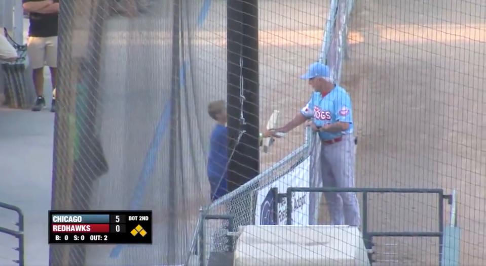 Butch Hobson added a new twist to the independent league manager meltdown Tuesday with an original take on third base. (Twitter/@FMRedHawks)