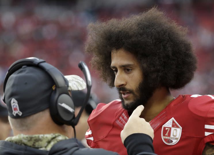 Colin Kaepernick remains unsigned as a free agent. (AP)