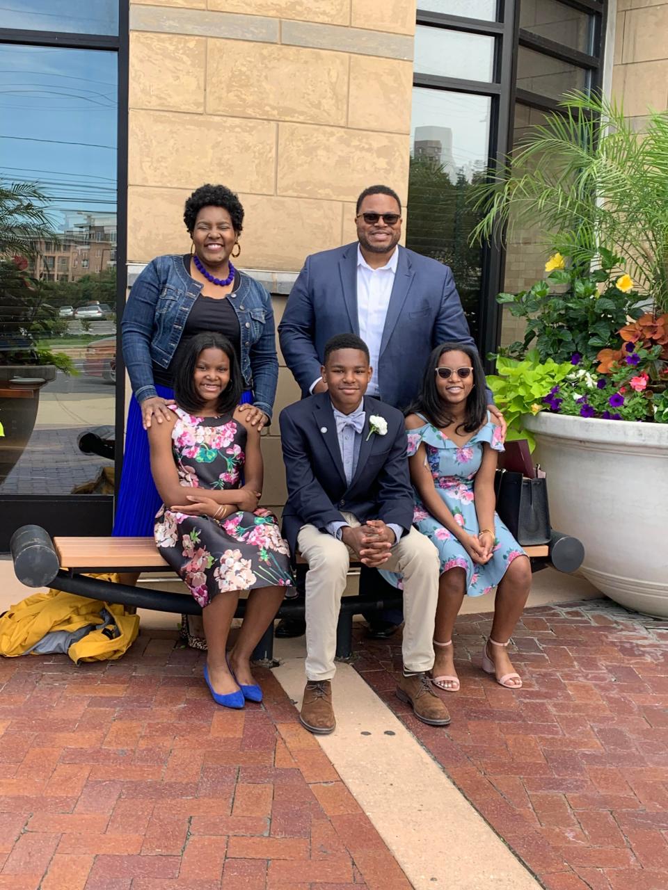 Sharnetta Hicks, Tony Hicks Sr. and their triplets, Sanai, Tony Jr. and Morgan. The siblings put in many long nights applying for scholarships so they could attend Spelman College and Morehouse College. They start school on Wednesday, August 16, 2023.