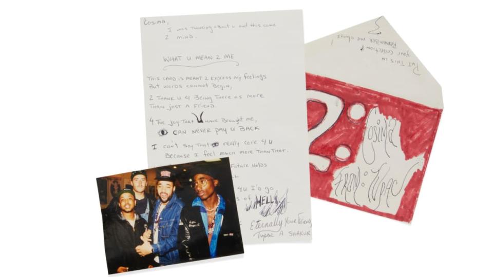 <div class="inline-image__caption"><p>Autograph card signed "Eternally your friend, Tupac A. Shakur," to Cosima Knez.</p></div> <div class="inline-image__credit">Courtesy Sotheby's</div>