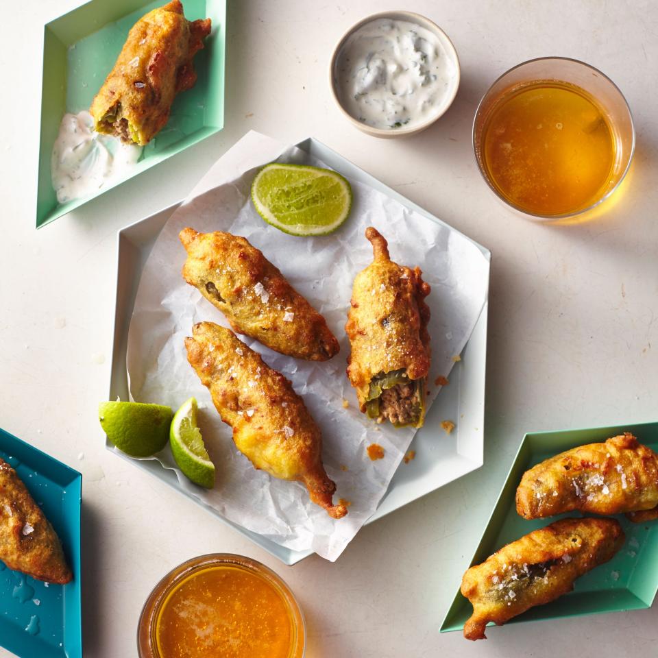 Cheesy Taco Jalapeño Poppers with Cilantro-Lime Crema