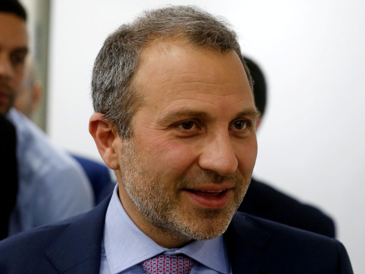 FILE PHOTO: Lebanon's caretaker Foreign Minister Gebran Bassil is seen after a news conference in Beirut, Lebanon December 12, 2019. REUTERS/Mohamed Azakir/File Photo