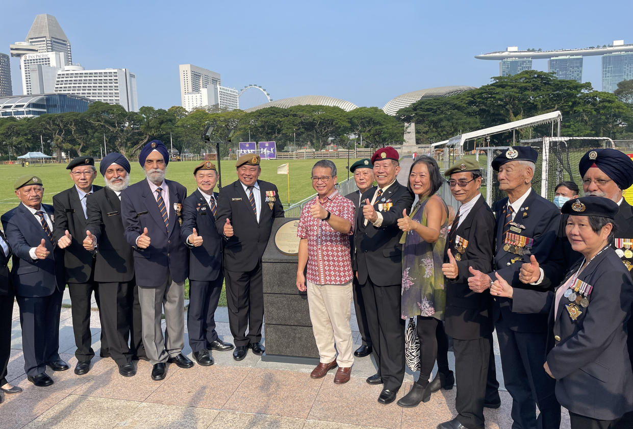 Minister for Culture, Community, and Youth Edwin Tong (in red) officiated the gazetting of the Padang on 8 August, 2022. (PHOTO: Elizabeth Tong/Yahoo News Singapore)