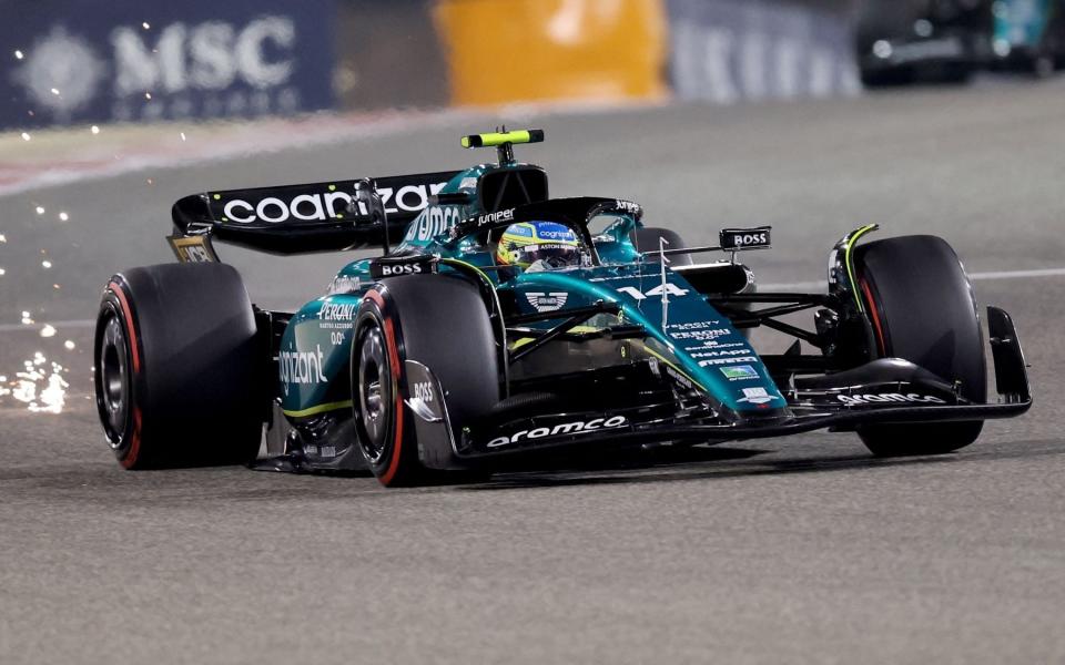 Aston Martin's Spanish driver Fernando Alonso drives during the second practice session of the Bahrain Formula One Grand Prix at the Bahrain International Circuit in Sakhir on March 3, 2023 - Getty Images/Giuseppe Cacace