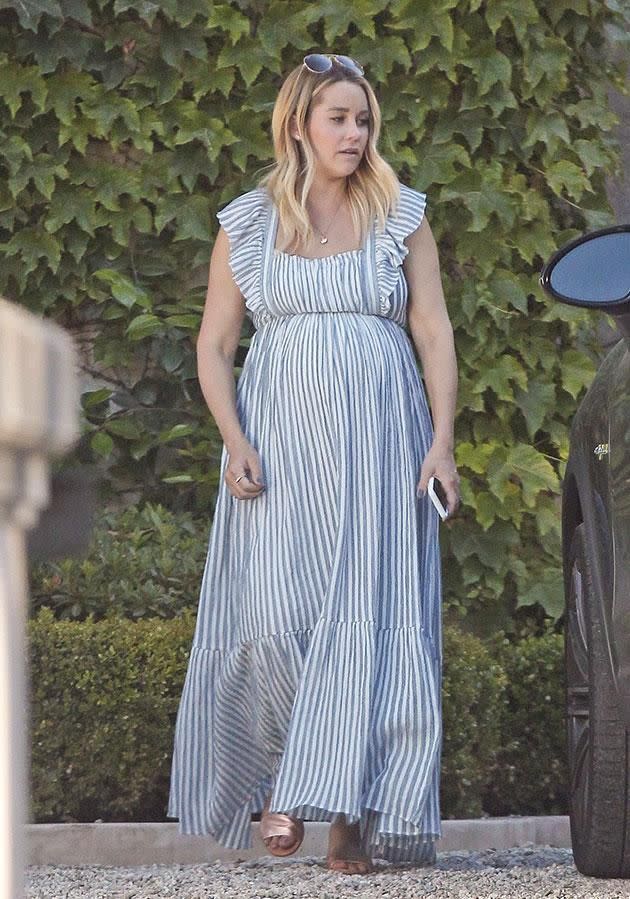 Lauren showed off her baby bump at her baby shower in the weeks leading up to the birth. Source: Backgrid
