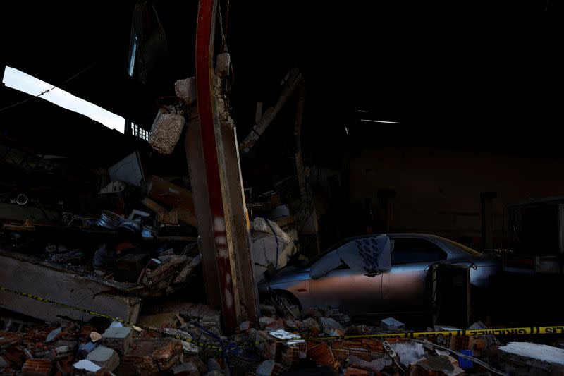 A destroyed car business in Antakya Kucuk Sanyi Sitesi Industrial Estate in the aftermath of the deadly earthquake in Antakya