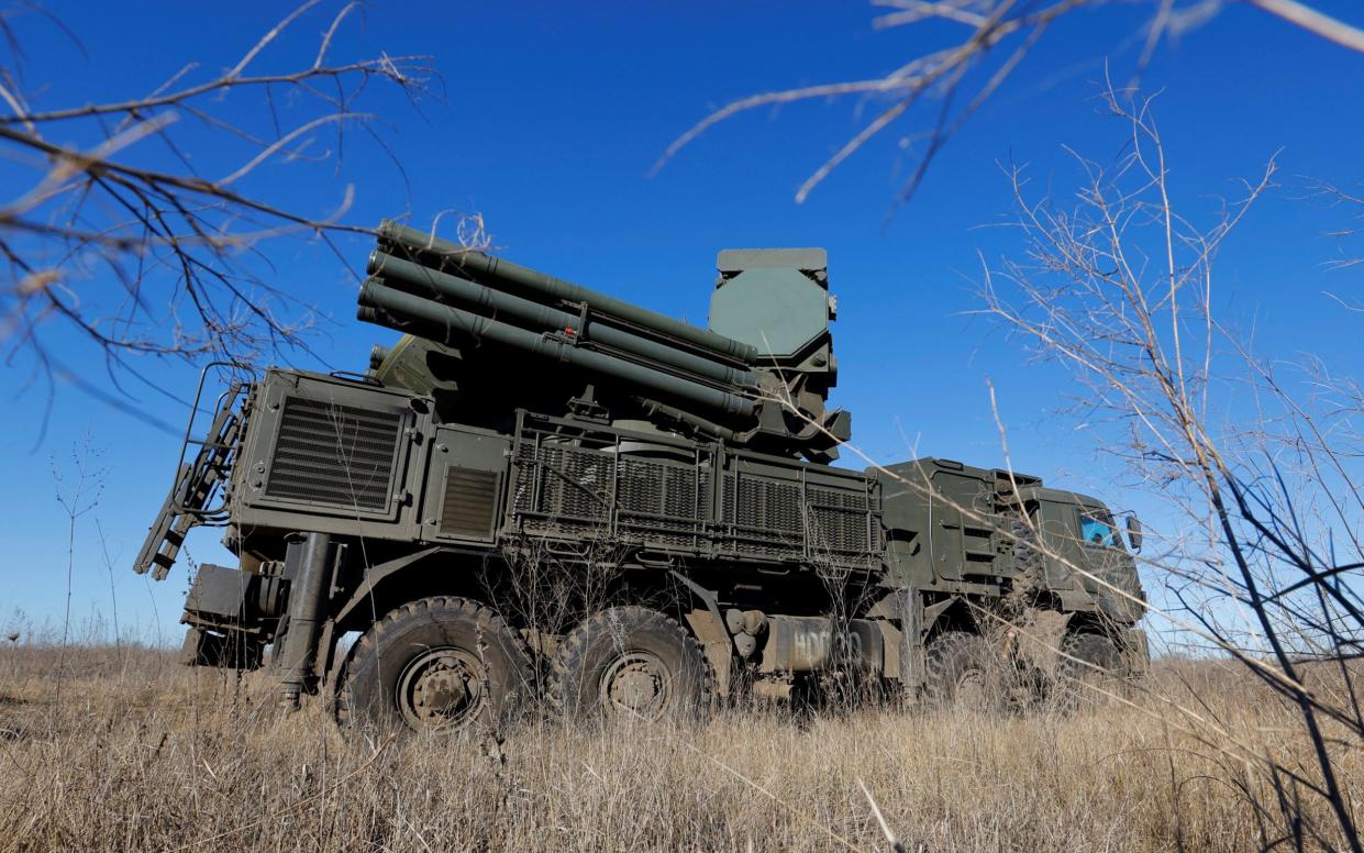 Russian Pantsir anti-aircraft missile system on combat duty in the course of Russia-Ukraine conflict in the Luhansk region