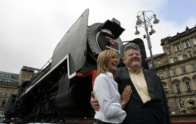 Hollywood star Robbie Coltrane and Carol Smillie attend the return to the city of Glasgow of a historic Scottish steam locomotive that spent 60 years in South Africa. The ceremony in George Square is Glasgow Museums' largest acquisition on 24 August 2007.