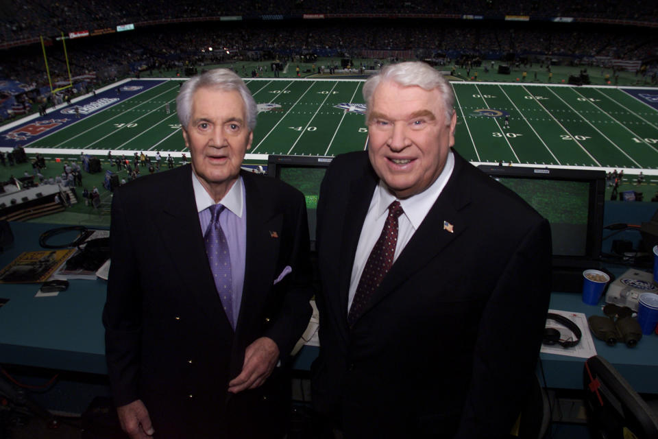 Teamed with Pat Summerall (left), John Madden became the voice of a generation of NFL coverage. (Photo by Frank Micelotta/ImageDirect)