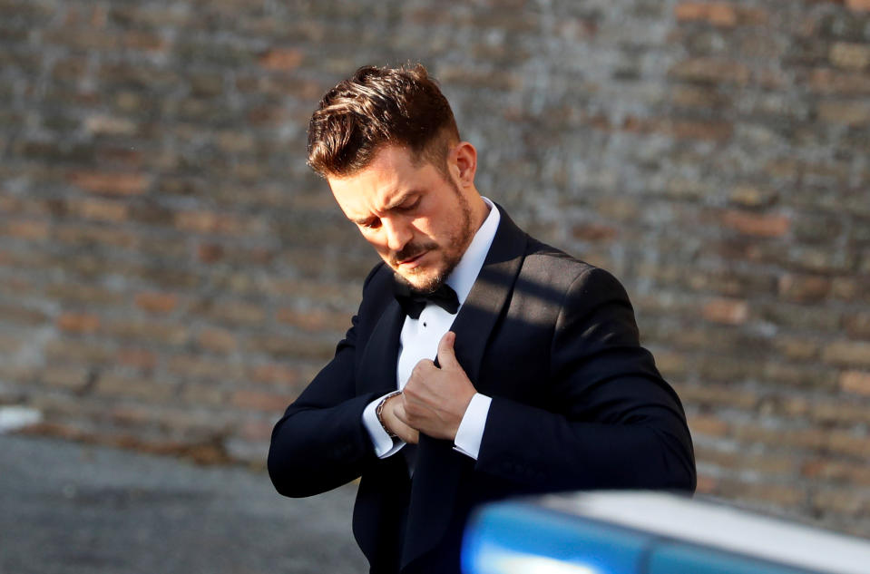 Actor Orlando Bloom arrives to attend the wedding of fashion designer Misha Nonoo at Villa Aurelia in Rome, Italy, September 20, 2019. REUTERS/Yara Nardi