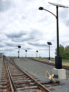 An example of Clear Blue Technologies’ Illumient solar lighting solution at the Greenwich railyard in New Jersey