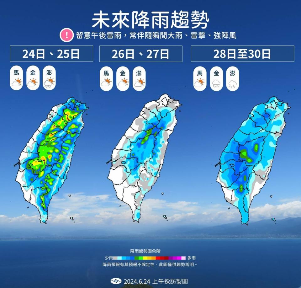 未來一週全台降雨趨勢。（圖／中央氣象署）