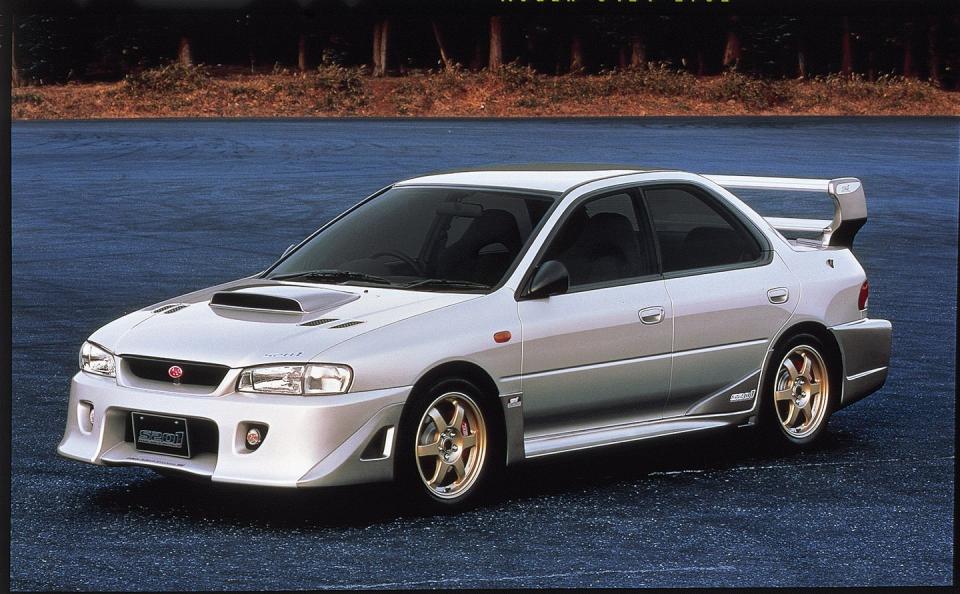 <p>The 22B's follow-up, the S201, trades emulating a rally legend for a concentration on maximizing on-road performance. For this mission, it is given a 296-hp EJ20 turbocharged flat-four engine, a height-adjustable suspension, a (mostly) ball-jointed rear suspension, ultra-lightweight Rays wheels, a rear diffuser, and a helical-type limited-slip front differential. The STI S201 has all-wheel drive, of course, and a five-speed manual. STI limited the production to 300 examples.<br></p>