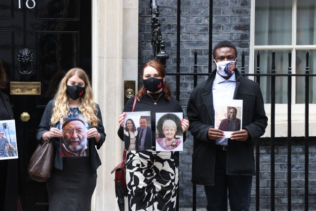 Bereaved families at 10 Downing Street