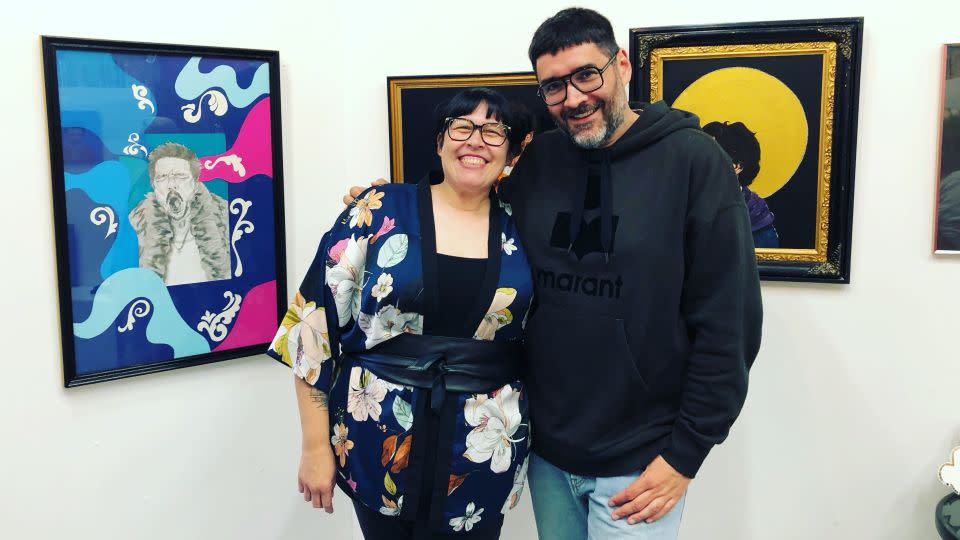 Artist Heidi Gentle Burrell met with art podcaster Robert Diament at the exhibition's opening back in June. - Jessica Rhodes Robb