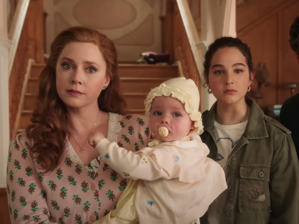 Amy Adams as Giselle, Gabriella Baldacchino as Morgan, and Patrick Dempsey as Robert in the first trailer for "Disenchanted."