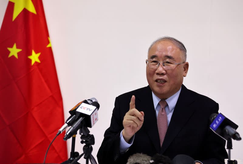 China's chief climate negotiator Xie Zhenhua speaks during a news conference at the COP27 climate summit in Red Sea resort of Sharm el-Sheikh