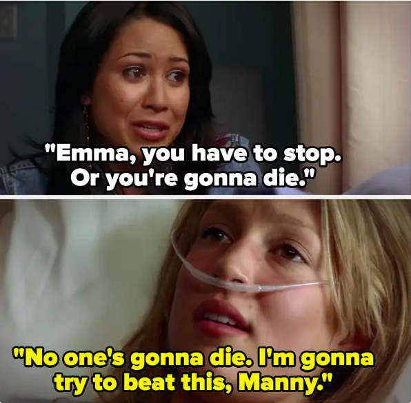 Manny pleads with Emma to stop, Emma: "No one's gonna die, I'm gonna try to beat this Manny"