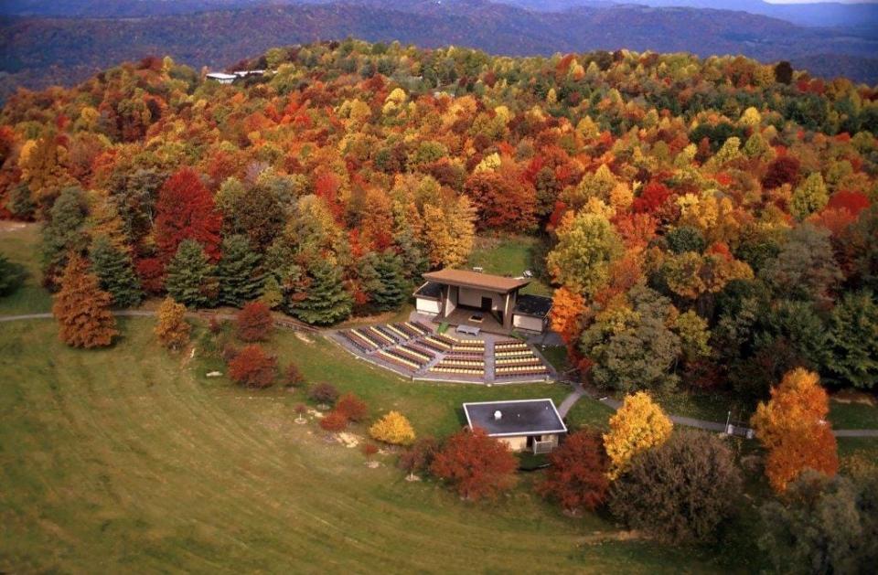 Ziplining over the fall colors of West Virginia