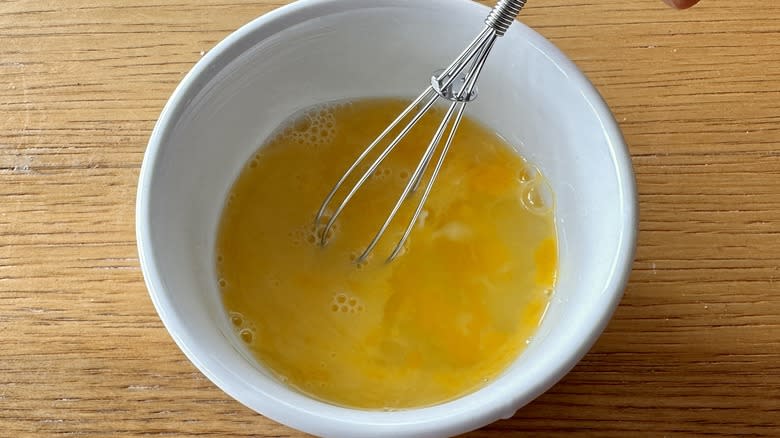 beaten eggs in bowl