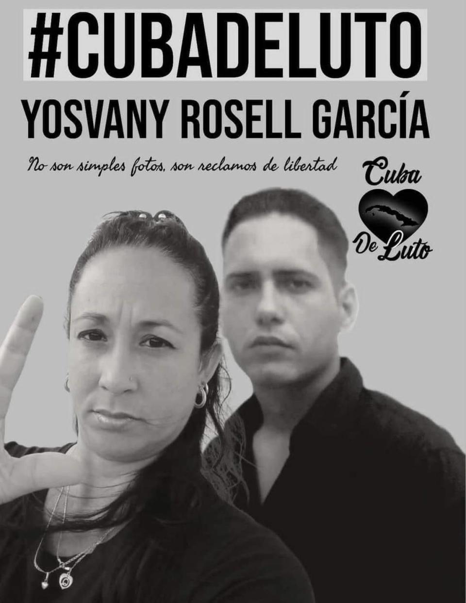 Yosvany Rossell García, manifestante del 11 de julio, de Holguín, y su esposa, Mailin Sánchez, quien denuncia la situación de los presos políticos en Cuba en la campaña Cuba de luto y recuerda que su esposo es un emprendedor, que mantenía a su familia con un taller de soldadura.