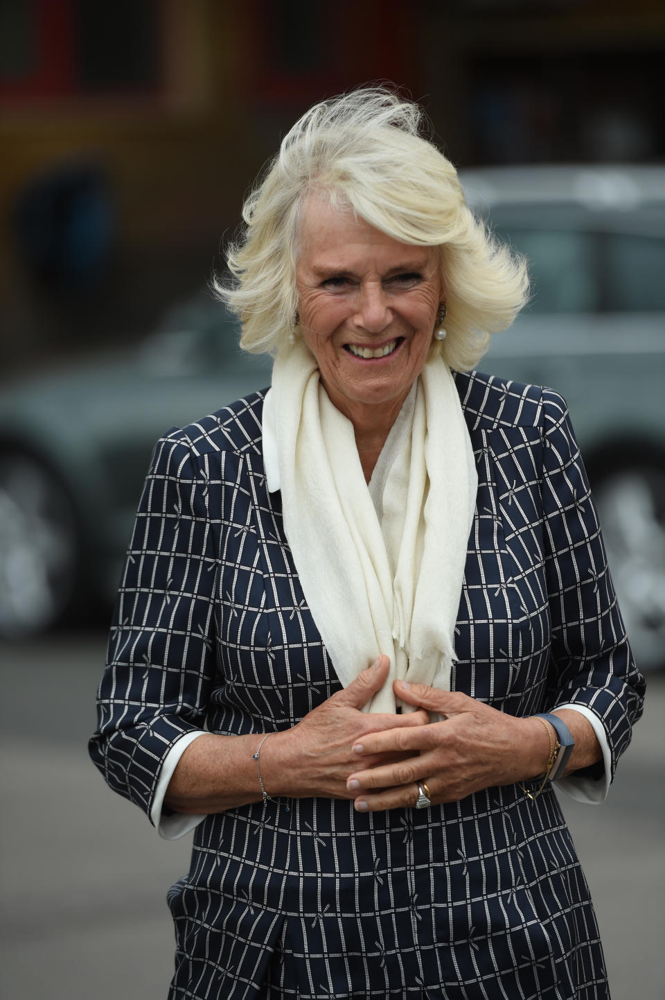 The Duchess of Cornwall meets firefighters, staff from Great Western Hospital and paramedics from South Western Ambulance Service during a visit to Swindon Fire Station in Wiltshire.