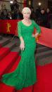 <p> We're positively green with envy looking at this stunning red carpet look from Helen. The gown, which is floor length contours to every curve before fluting out into a fishtail-inspired design, boasts a beautiful emerald green colour - a perfect shade for the actress.  </p>