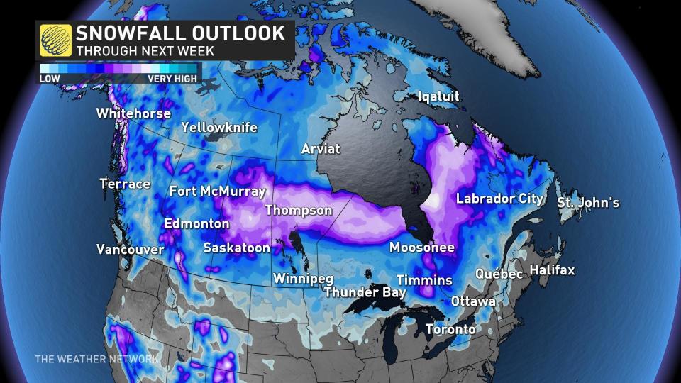 Snowfall outlook through next week