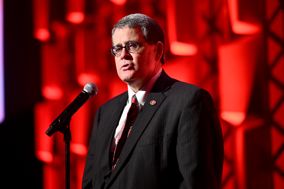 NEW YORK, NEW YORK - MAY 18: Jere Morehead speaks onstage at the 78th Annual Peabody Awards Ceremony Sponsored By Mercedes-Benz at Cipriani Wall Street on May 18, 2019 in New York City. (Photo by Mike Pont/Getty Images for Peabody)