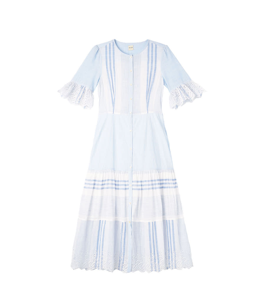 <p>La Vie Variegated Stripe Dress, $350, <a rel="nofollow noopener" href="http://www.rebeccataylor.com/la-vie-variegated-stripe-dress/317134D377.html?dwvar_317134D377_color=BLUECO&cgid=dresses-and-jumpsuits" target="_blank" data-ylk="slk:rebeccataylor.com;elm:context_link;itc:0;sec:content-canvas" class="link ">rebeccataylor.com</a> </p>