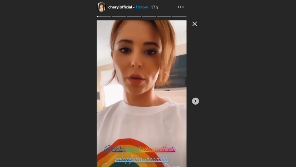 Screengrab from Cheryl's Instagram Story