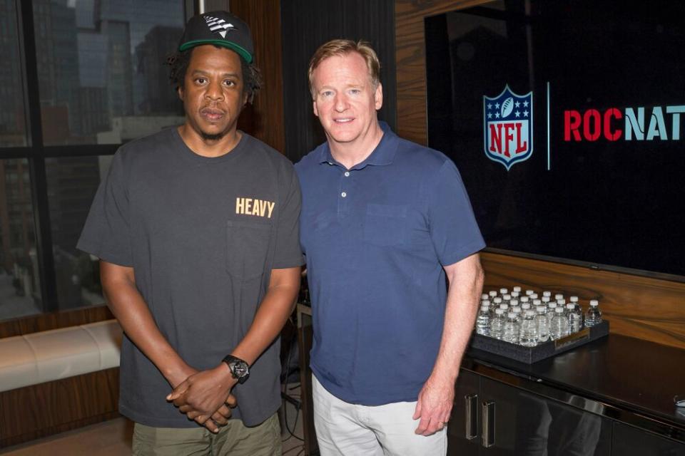 Jay-Z and Roger Goodell | Ben Hider/AP/Shutterstock