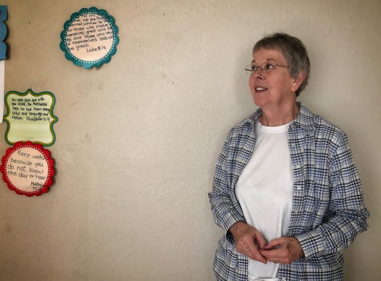 Evelyn Lyles, a longtime volunteer with Amarillo's refugee community, poses inside a community center she established at the Astoria Park Apartments. (Photo: Holly Bailey/Yahoo News)