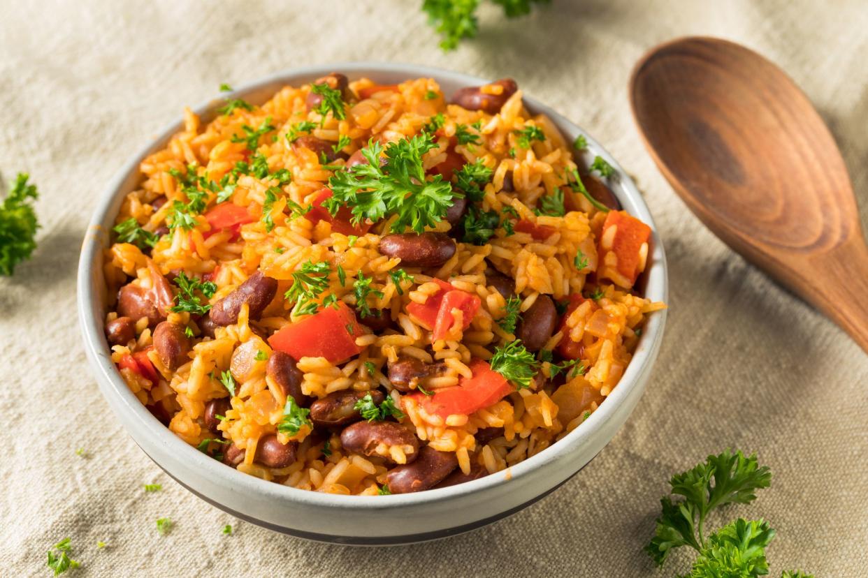 Homemade Cajun Read Beans and Rice with Peppers