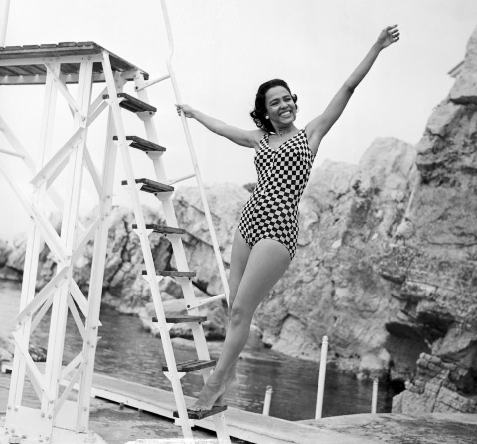 Relaxing in the sunshine on the French Riviera in 1957.