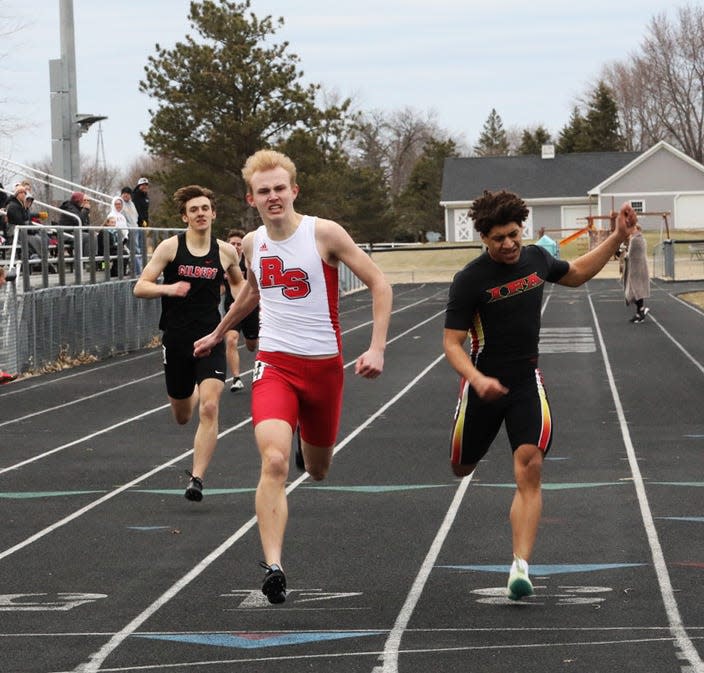 Roland-Story's Kale Lande won the 400-meter dash at the Norse co-ed quadrangular track meet April 3 in Gilbert.