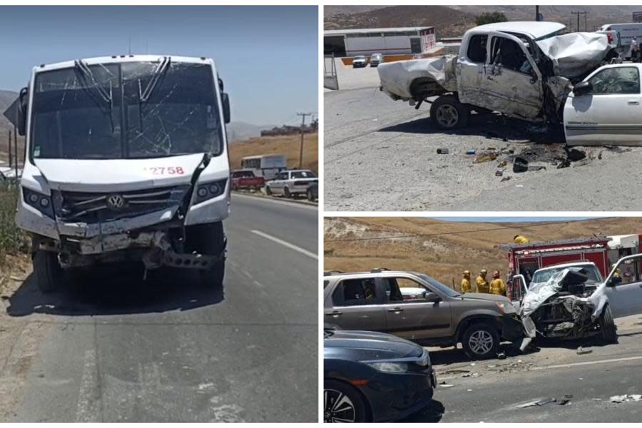 Fuerte choque en Carretera Libre Tijuana- Tecate deja a tres personas heridas